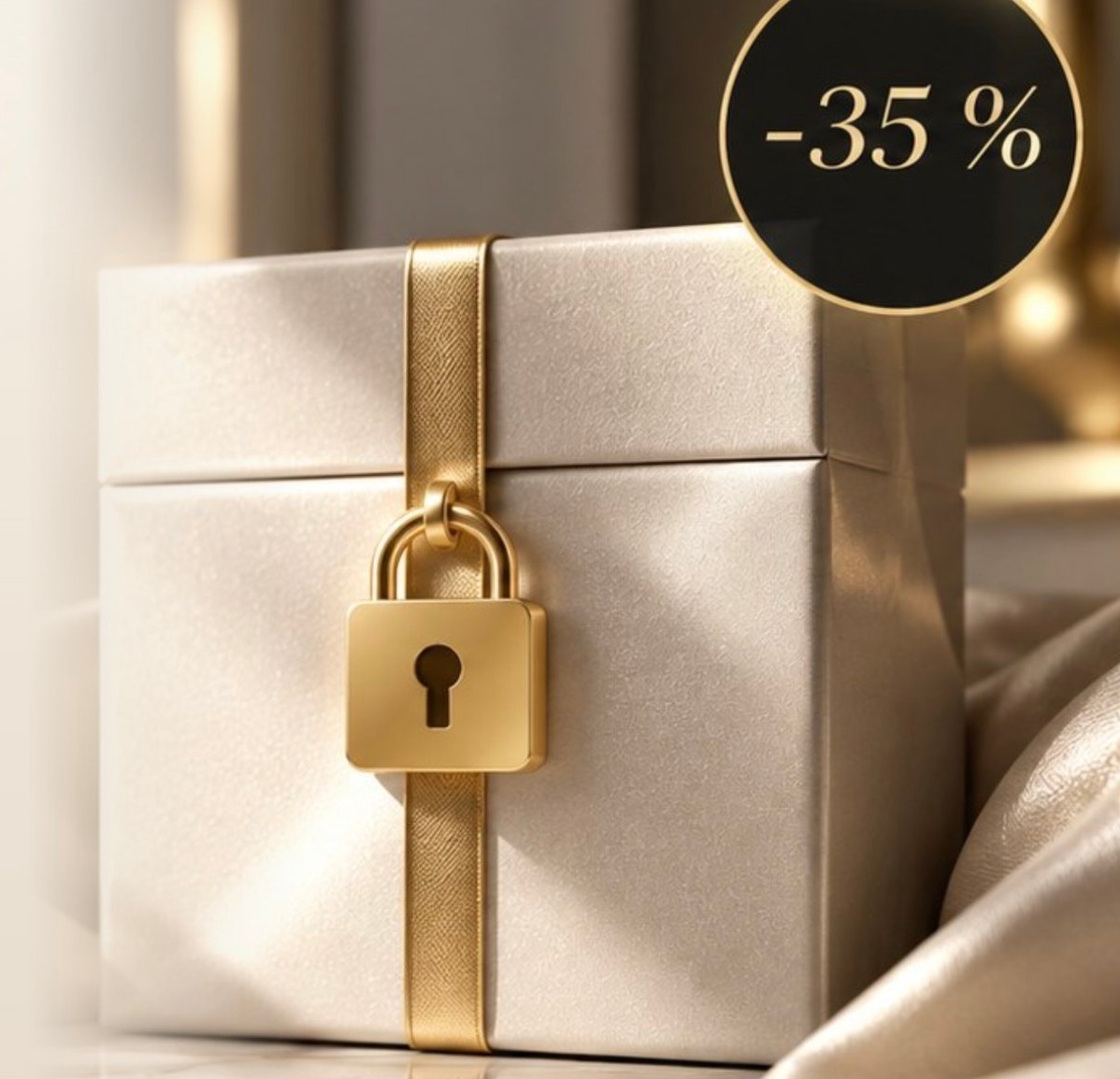 Coffret cadenas doré -35 %